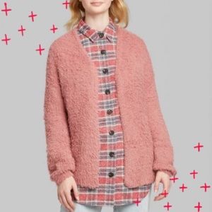 NWT Wild Fable Rose Open Front Fuzzy Cardigan size XS/S